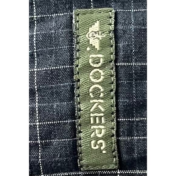 DOCKERS LONG BARREL CUFF SLV BUTTON DOWN SHIRT, MENS, M, BLUE WHITE GREEN PLAID - Picture 9 of 12
